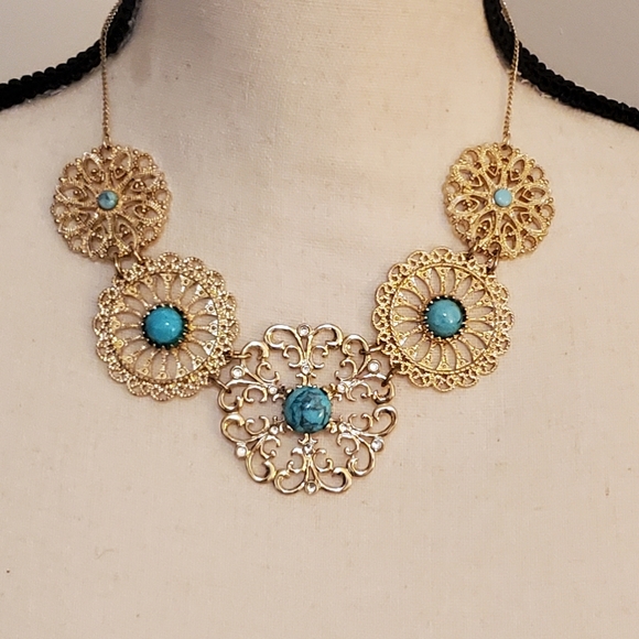 NWT Express Gold and Turquoise Necklace - Picture 1 of 7